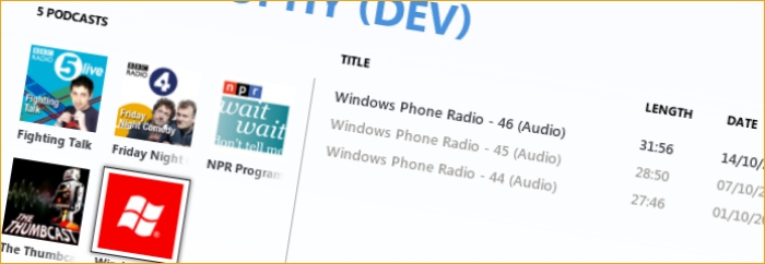 Windows Phone Radio in Zune PC